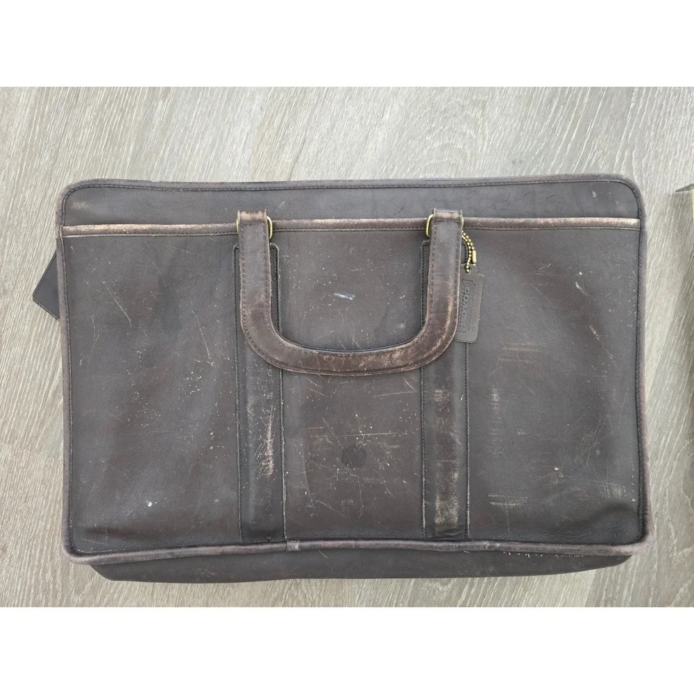Vintage Coach Mahogany Leather Briefcase Laptop Bag Brown 0532 Distressed